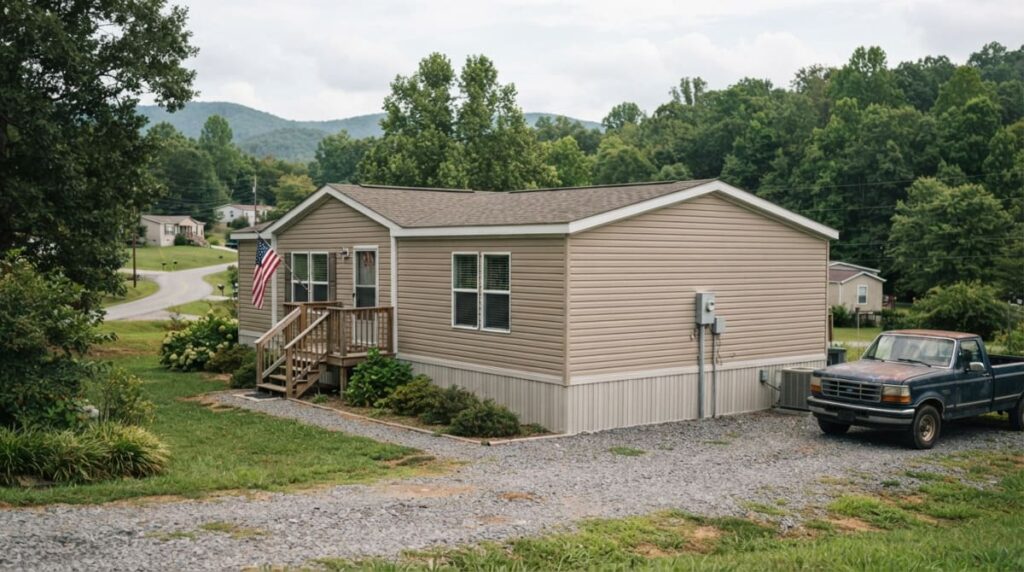 Finished mobile home with professional skirting installation in North Carolina