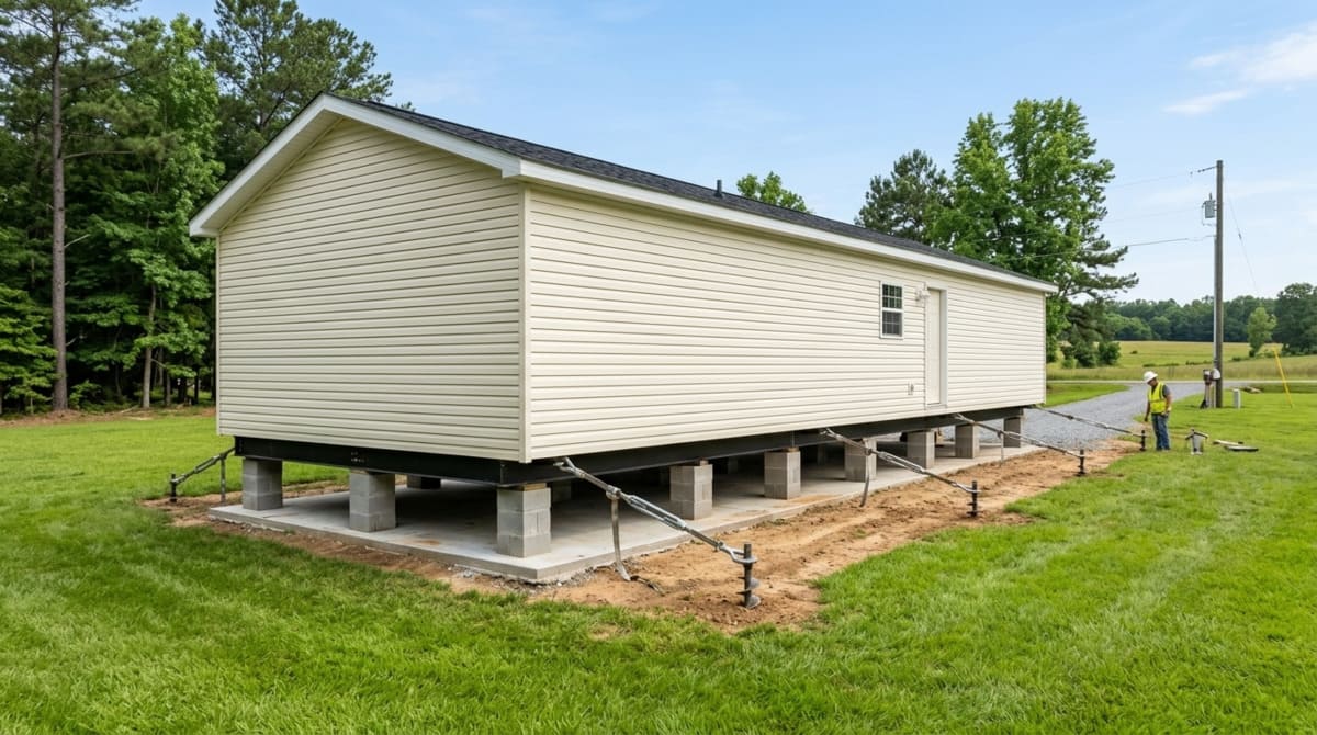 Legal installation setup of a manufactured mobile home NC