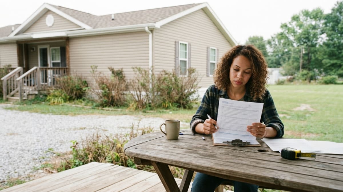 Buyer reviewing a checklist before purchasing a manufactured home