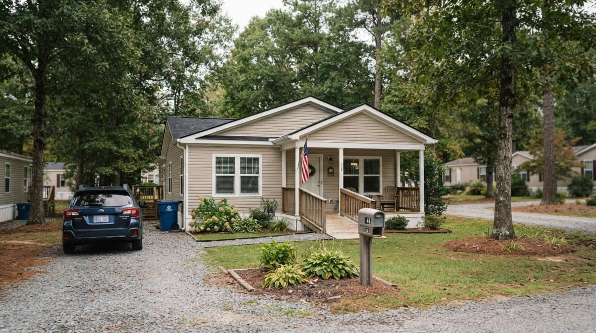 A Mobile home in North Carolina located in a leased-land community